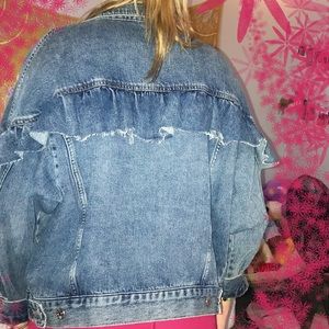 Ruffle Denim jacket women’s size medium